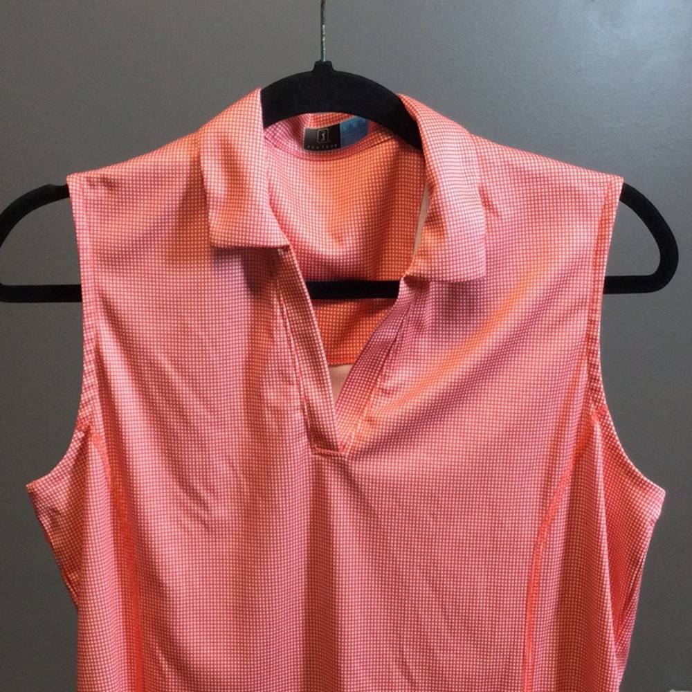 L PGA Tour peach checked sleeveless activity top - Picture 5 of 14